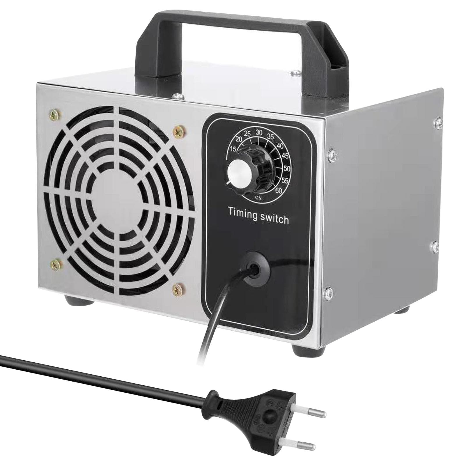 Ozone Generator 32g/h Ozone Machine O3 Air Purifier Air Deodorizer for Home Kitchen Office Car 28g output and EU plug silver