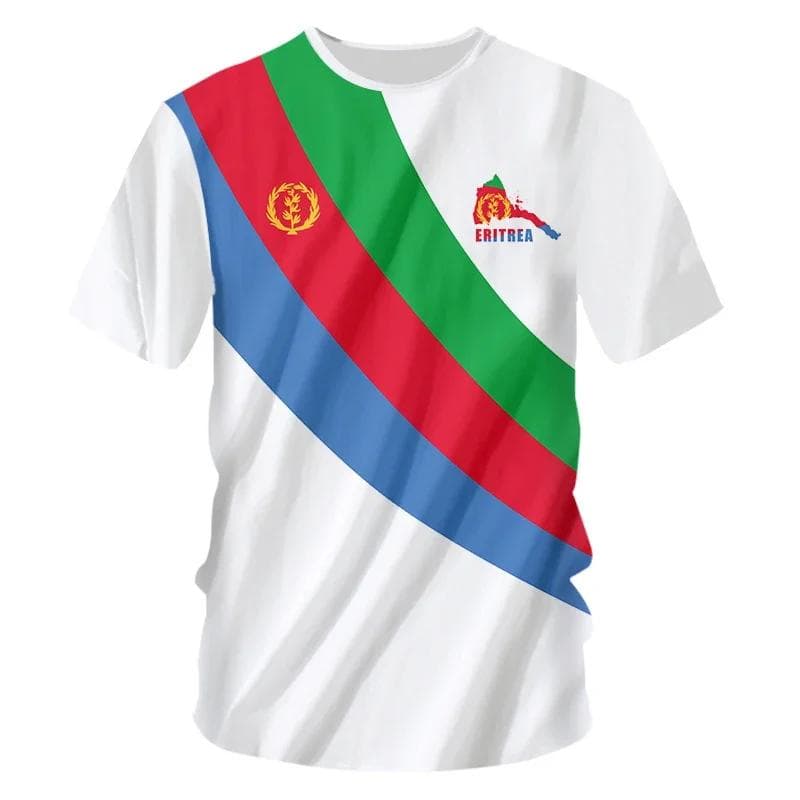 New Eritrean Flag Graphic 3D Printed T-shirt Eritrean National Emblem Men's Tops National Day Gifts Personalized Tee M