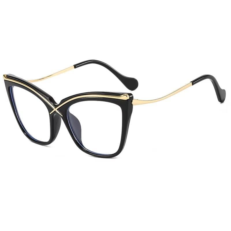 Vintage Oversized Flower Cat Eye Glasses Women Anti Blue Ray Multifocal Prescription Spectacles Corrective Myopia Single Version&1.56&Anti Blue Ray