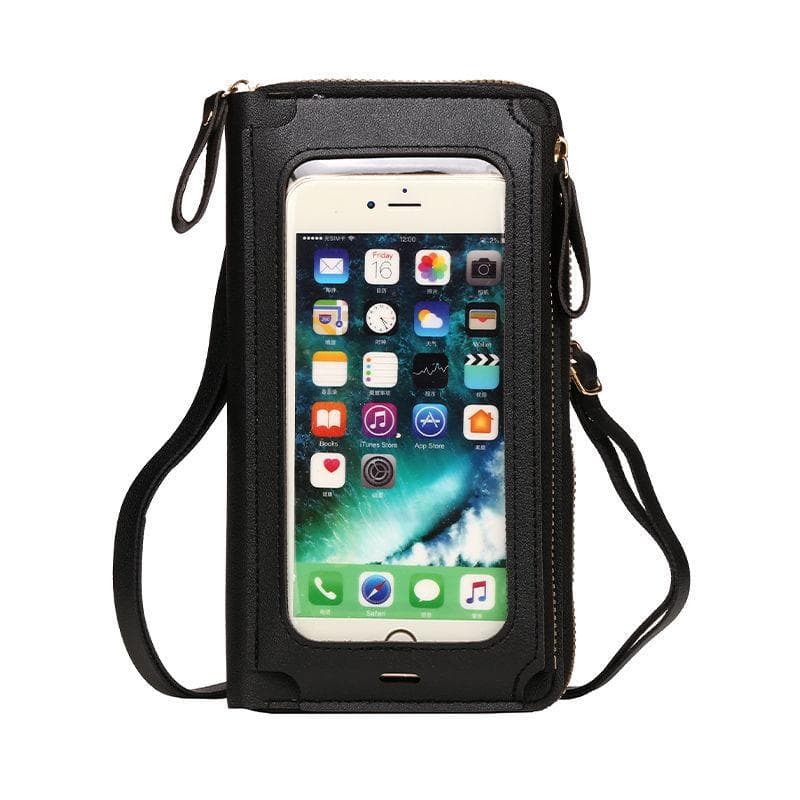 Women Crossbody Bags Touch Screen Cell Phone Purse Fashion Shoulder Bag Mobile Mini Wallet Card Holder Handbag for Female black