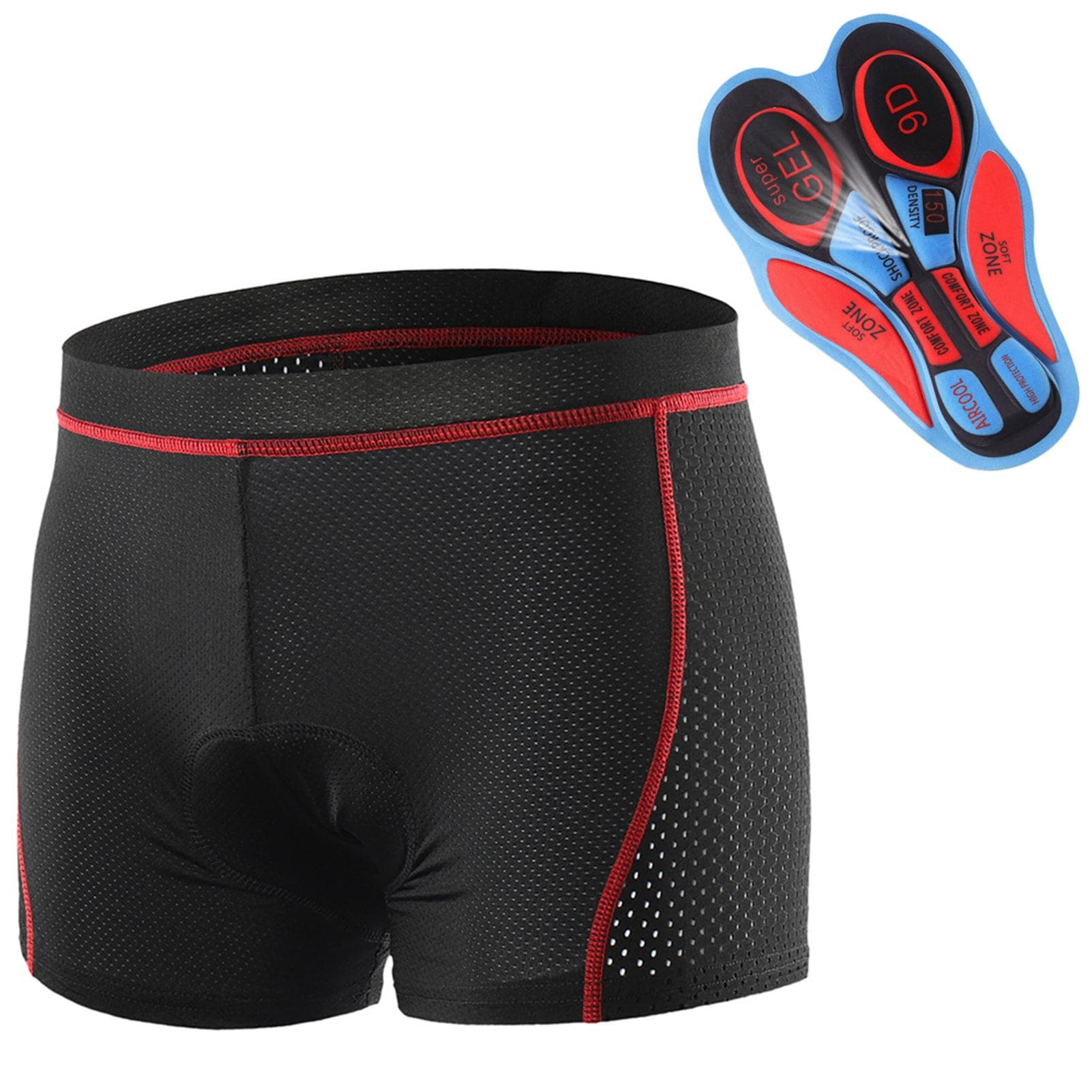 Men Cycling Underwear Shorts Breathable Gel Padded MTB Biking Riding Shorts XL red/blue