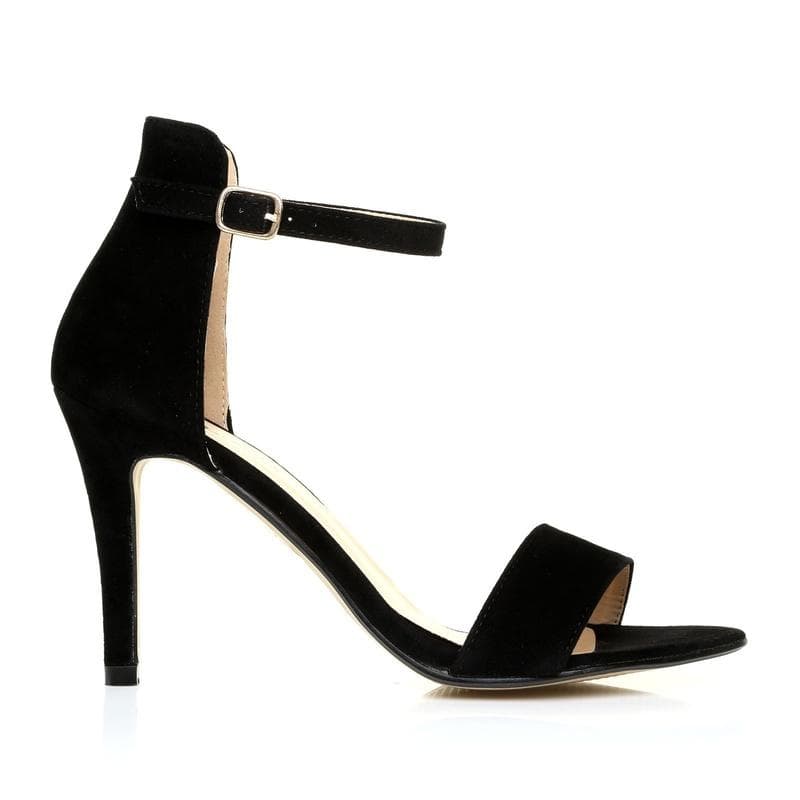 Ladies Womens Suede Mid High Heel Sandal Peep Toe Summer Casual Ankle Strap Shoes shoe 39 black