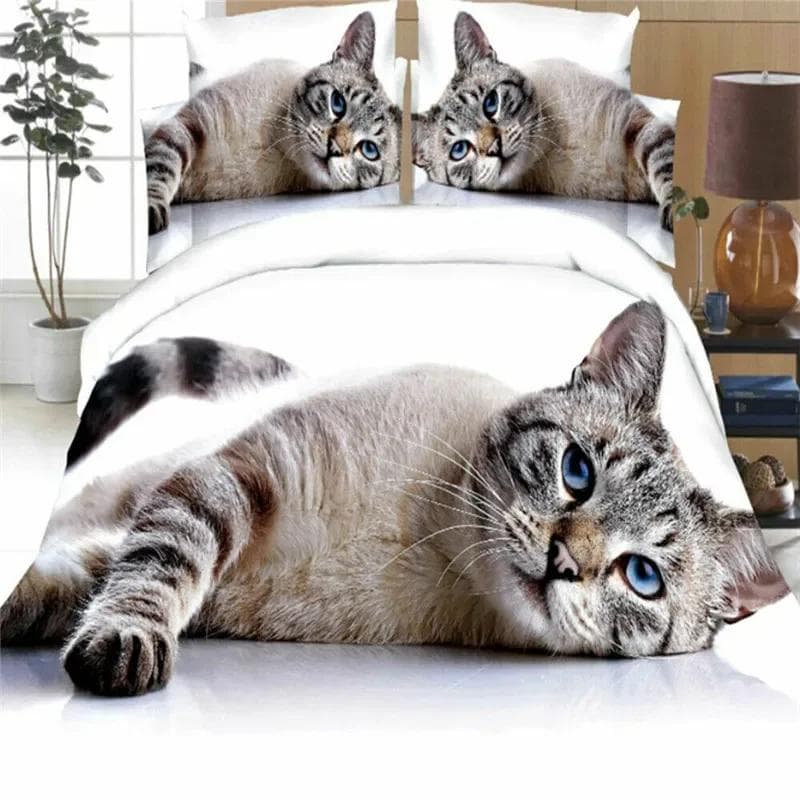 3D Cute Wolves Cat Dog Print Bedding Set Cute Duvet Quilt Cover Wild Animal Tribal Bed Cover With Pillowcases Custom Bed Linen EU single(135x200cm)