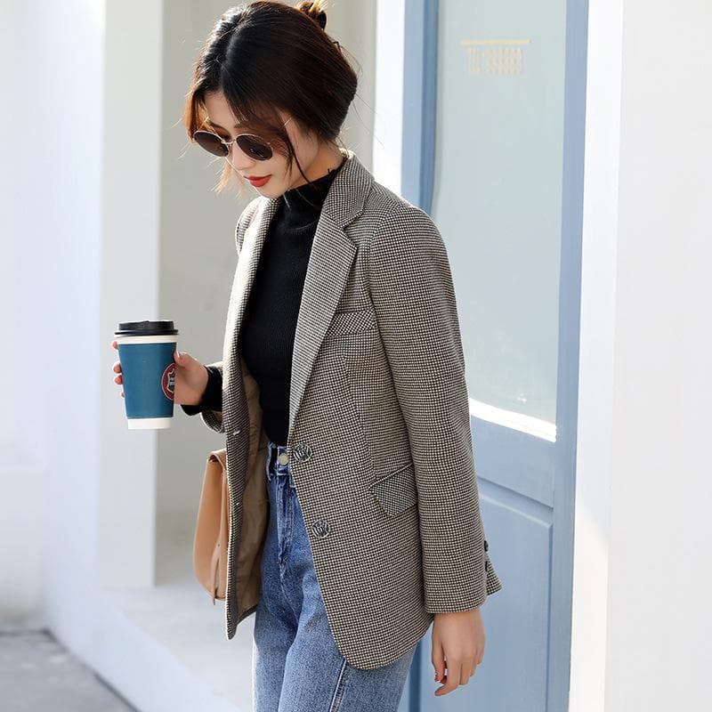 Spring Women's Small Casual Small Suit Jacket for Women Commuting Woolen Feel Suit Jacket for Women Spring and Autumn 2XL