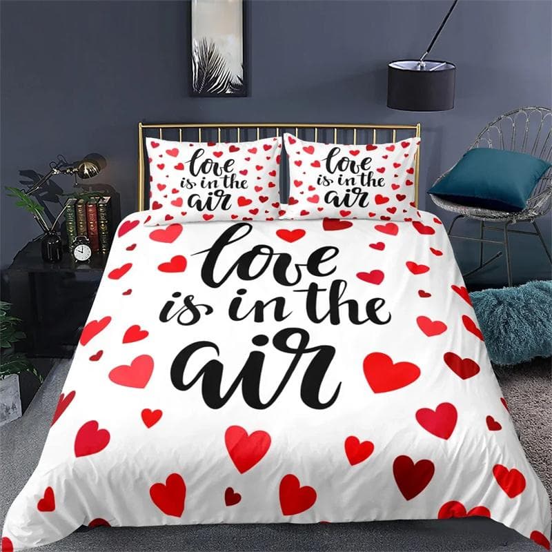 3D Printed Couple Bedding Set I Love You Crown Duvet Cover Double Twin Full Queen King Adult Kids Bedclothes Quilt Cover 2/3pcs 150X200cm