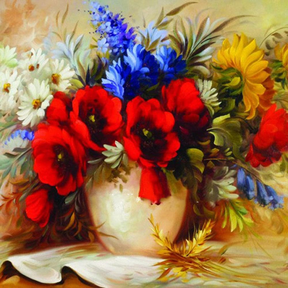 Cross Stitch Kit DIY Diamond Embroidery Red flower Diamond Painting Mosaic Home Decor 30X30CM