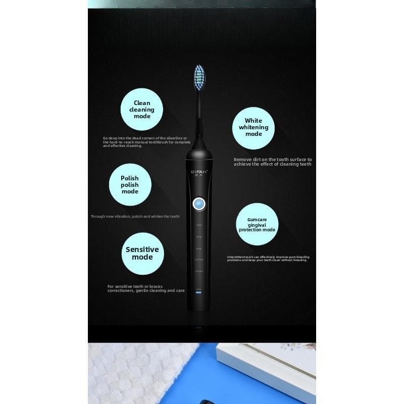 Electric Toothbrush Adult Induction Charging Sonic Smart Maglev Electric Toothbrush Juhuasuan black
