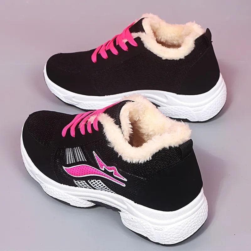 Winter Velvet Thickened Warm Women's Shoes Anti Slip Thick Sole Flat Sports High Top Baita Casual Women's Cotton Shoes 41