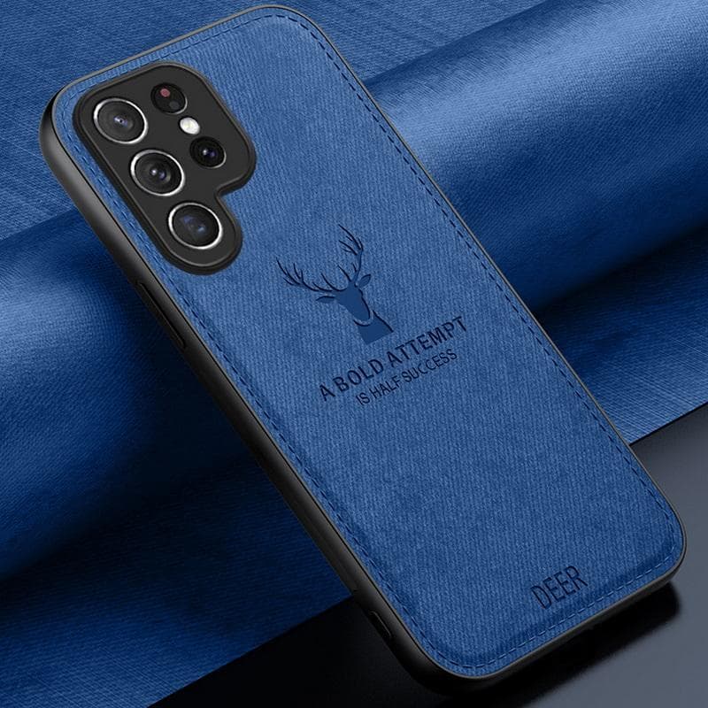 For Samsung S25 Ultra S24 FE S26 S23 Plus S22 S21 A56 A16 A36 A55 A15 A35 5G Phone Case ELK Hybrid Soft TPU Leather Matte Back Cover Samsung S24 Ultra blue