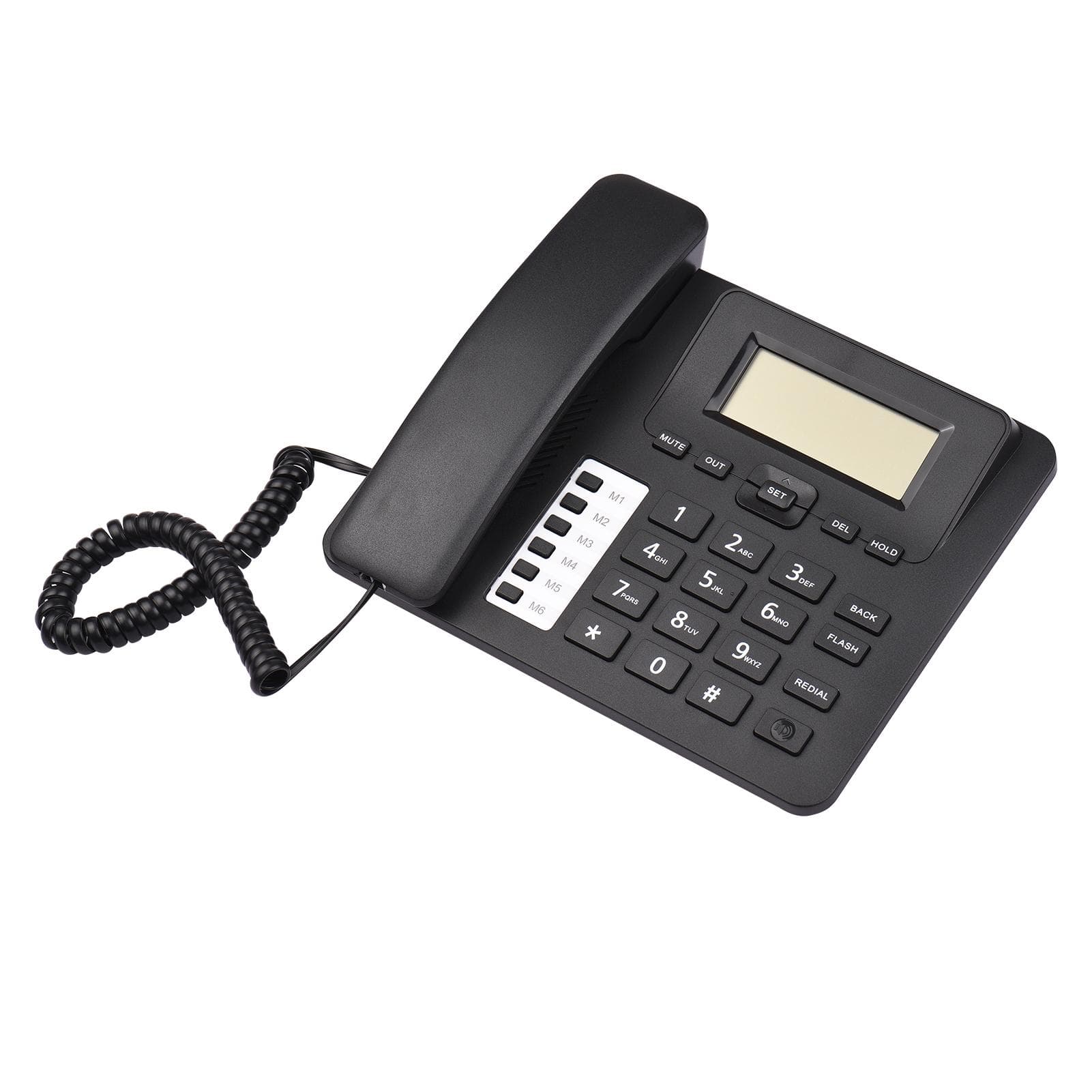 Black Corded Phone Desk Landline Phone Telephone DTMF/FSK Dual System Support black