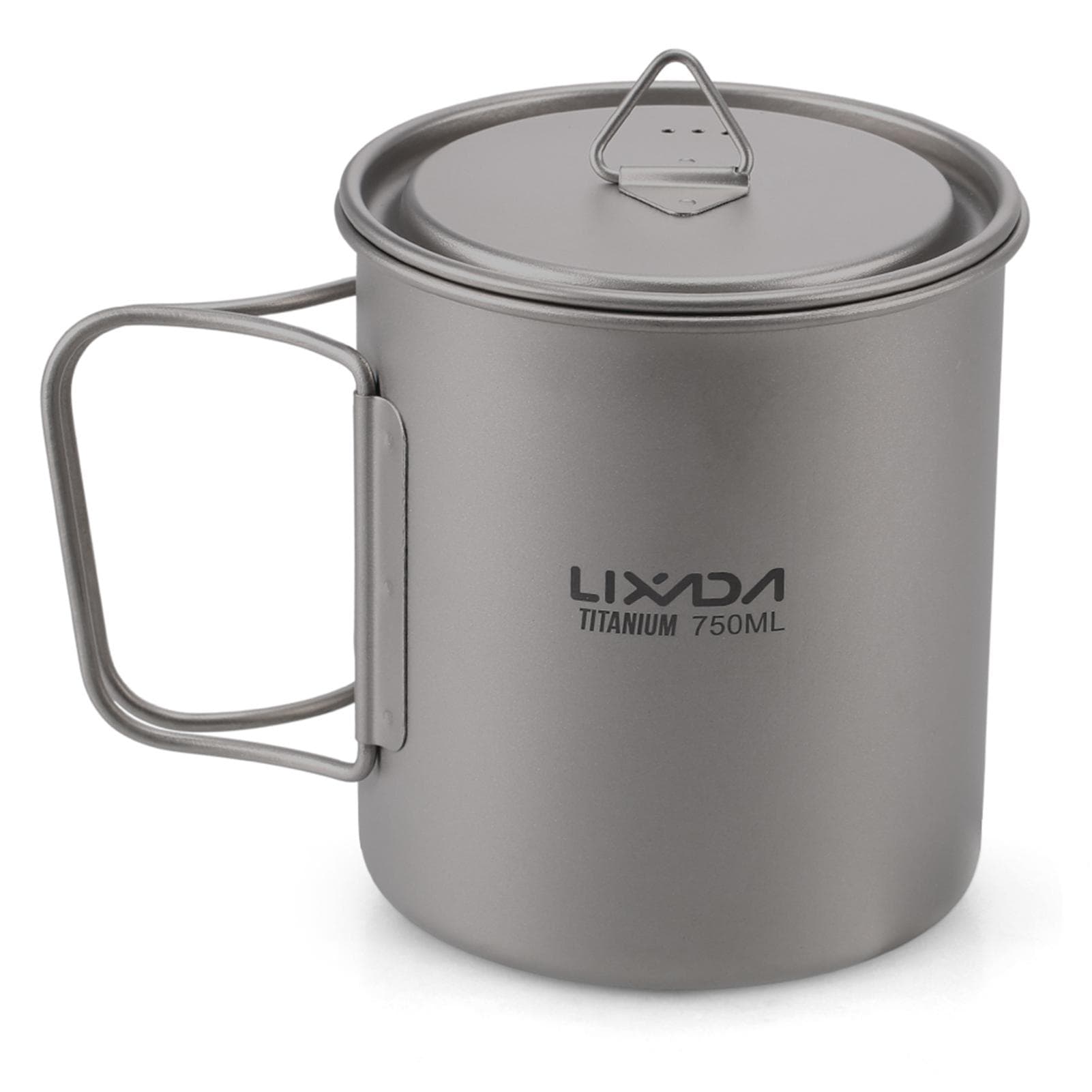 Ultralight Titanium Cup Outdoor Portable Camping Picnic Water Cup Mug with Foldable Handle 300ml / 750ml grey