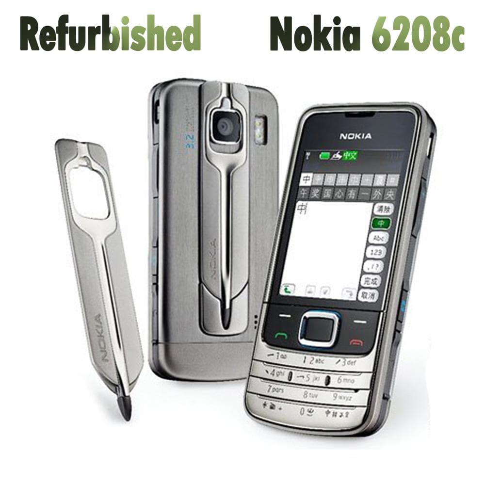 Refurbished Nokia Unlocked Original Nokia 6208c Mobile Phone With 1 SIM 1 Battery 1 Charger gray