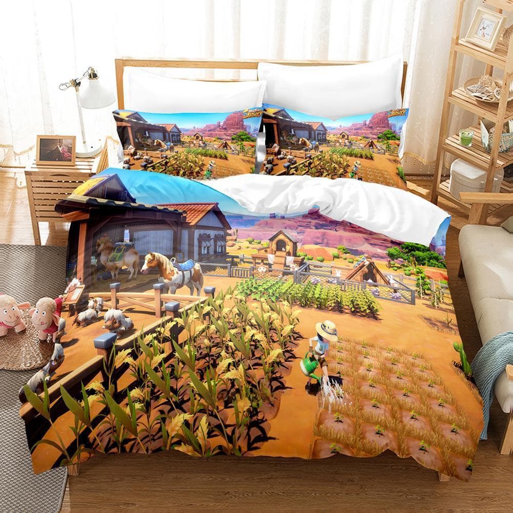 3d Print Anime Game My Time at Sandrock Bedding Set Single Twin Full Queen King Size Bed Set Adult Kid Bedroom Duvet cover Sets EU Twin 135x200cm