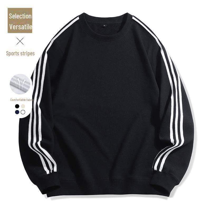 Unisex Striped Round-Neck Sweatshirt - Trendy Spring/Autumn Long-Sleeve Top XXL