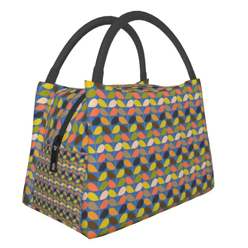 Orla Kiely Abstract Multi Stem Insulated Lunch Tote Bag for Mid Century Scandinavian Geometric Cooler Thermal Food Lunch Box 28x17x16CM dark grey