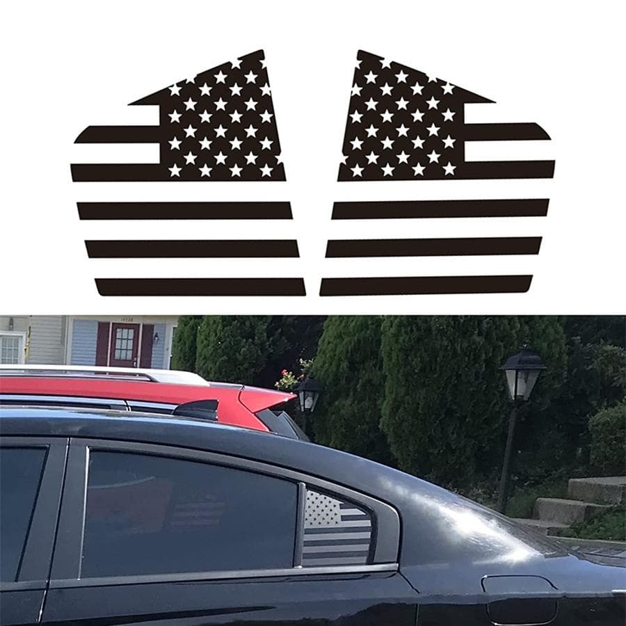 Pre-Cut Quarter Window American Flag Decal Stickers For 2011-2022 Dodge Charger