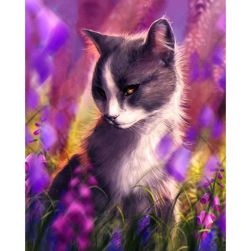 Diamond Painting Beautiful Cat Cross Stitch Full Round Rhinestones Diamond Embroidery Decor Sticker 20X30CM