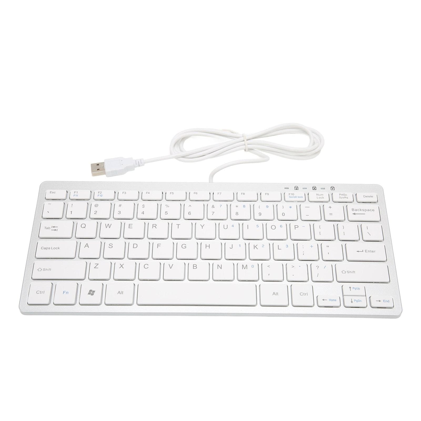 Mini Keyboard Mini Ultra Thin 78 Keys USB Wired Keyboard Scissor Keys Plug and Play Business Office silver