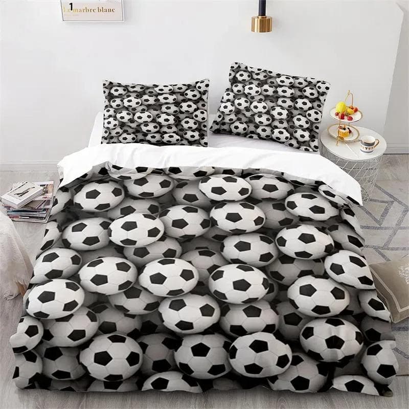 3D Soccer Duvet Cover Set King Queen Boys Watercolor Football Bedding Set Youth Sports Theme Quilt Cover For Child's Dorm Room 70x133cm 2pcs