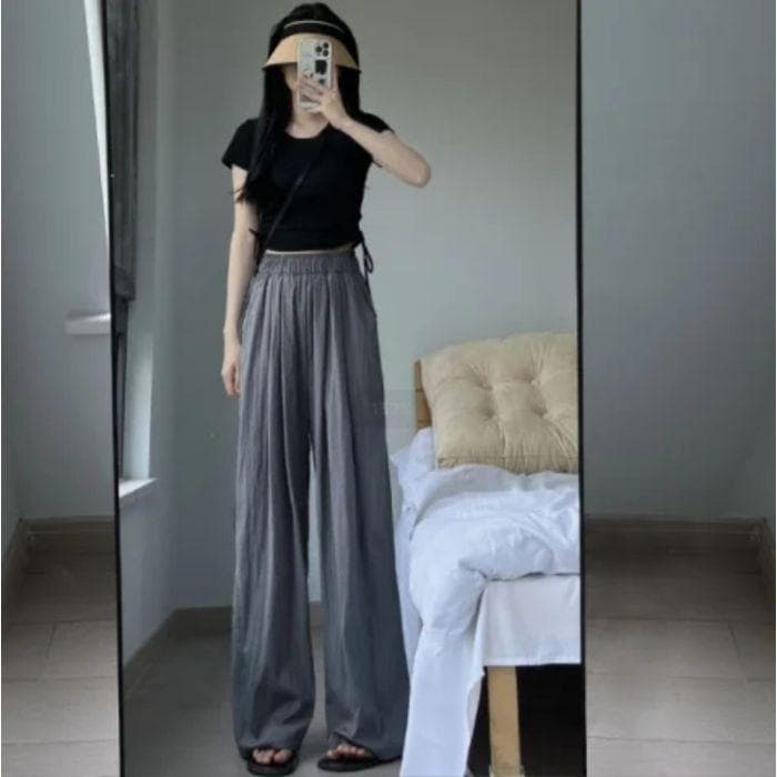Women's New Summer Loose Slim Straight-leg Casual Pants High-waisted Versatile Trousers XXL