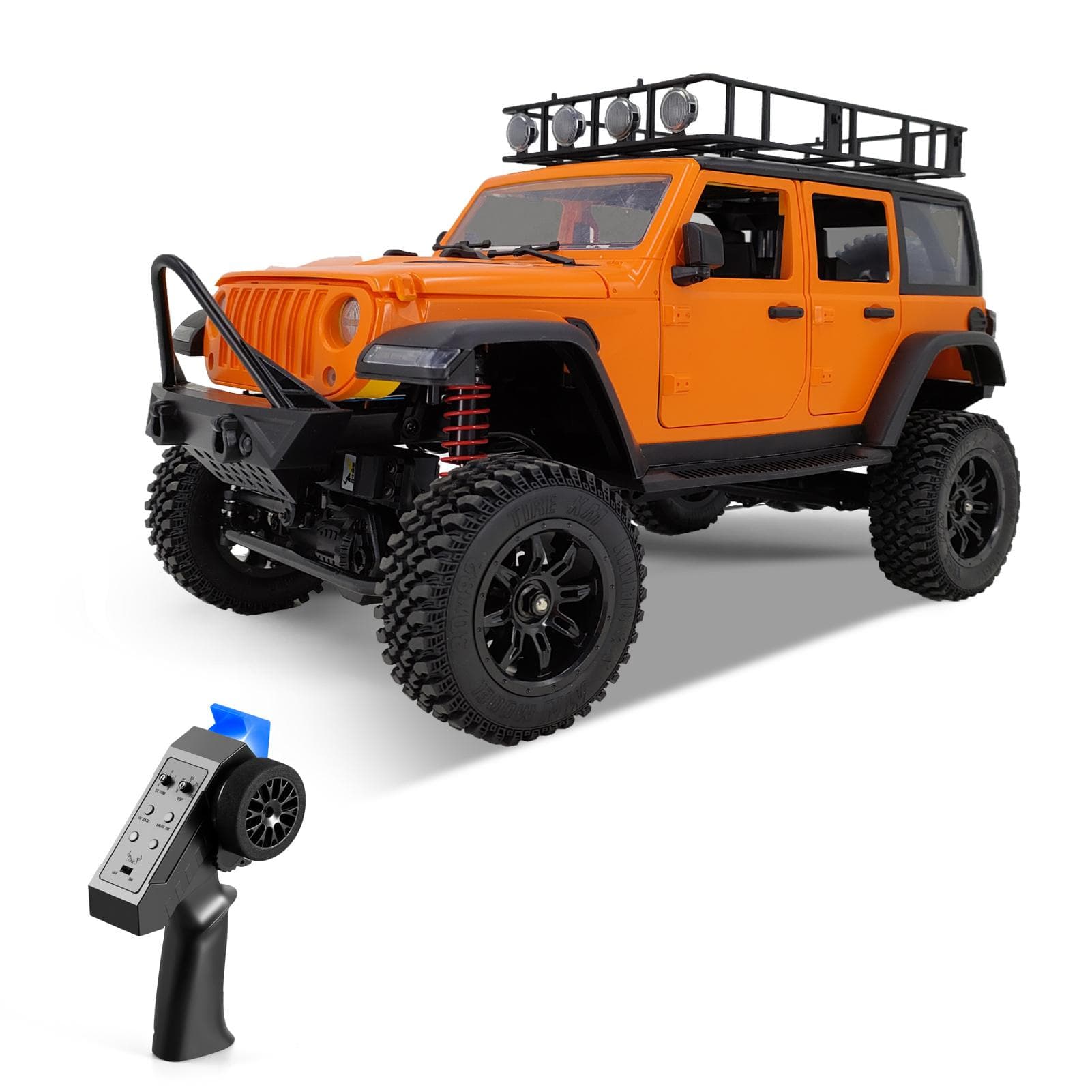 Remote Control Car, 1:12 Scale 4 Wheel Drive 2.4G Remote Control Crawler Off-Road Truck with Lights 1 Battery orange