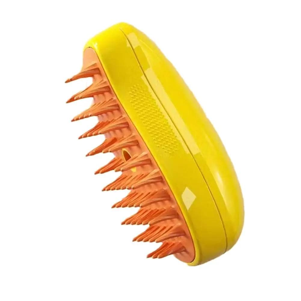 Cat & Dog Grooming Comb with Electric Spray Water Spray Soft Silicone Depilation Brush Kitten Pet Bath Brush Grooming Supplies yellow