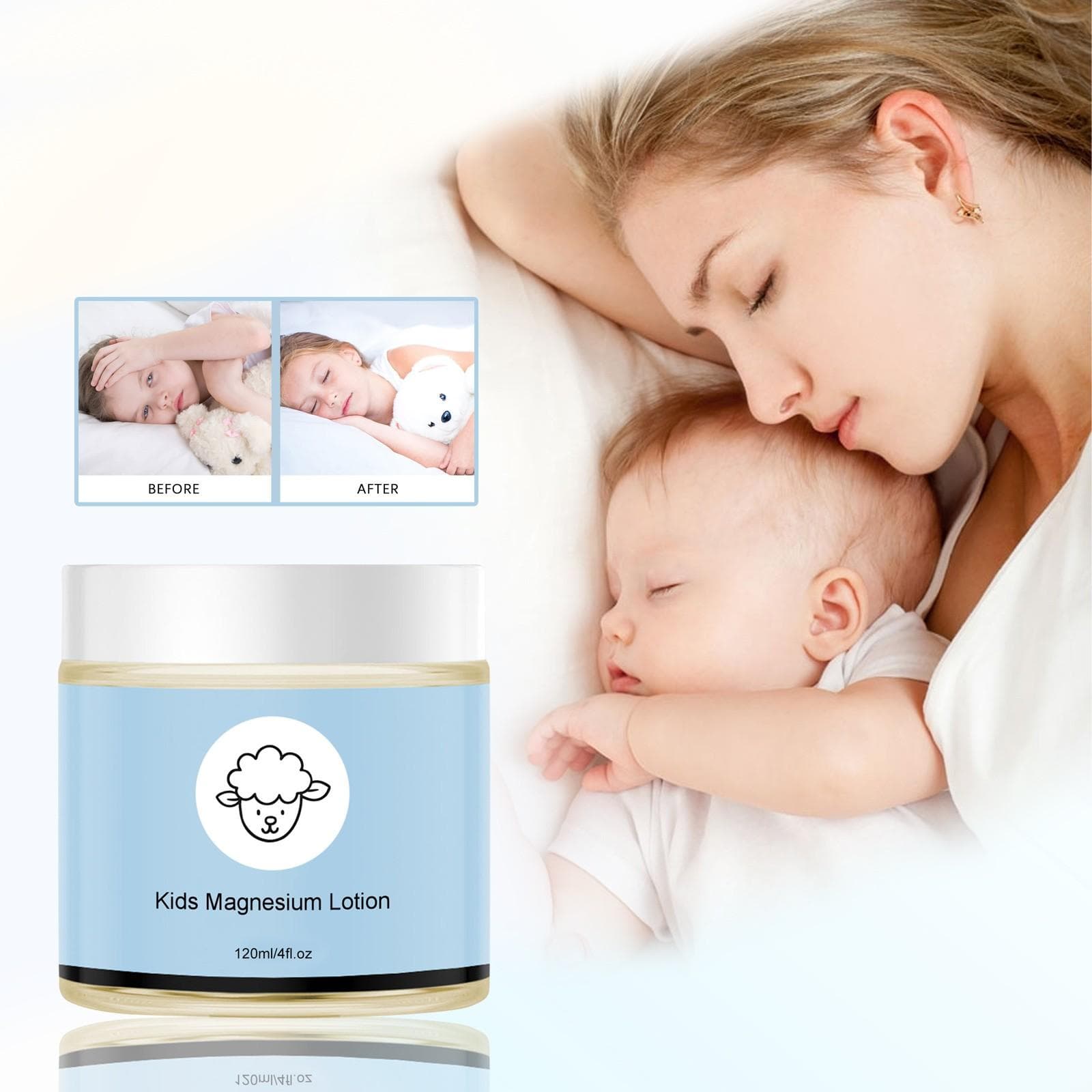 Children's Magnesium Lotion  Emollient And Refreshing Body Cream Improves Sleep Quality Magnesium Lotion Melatonin Free One Size white