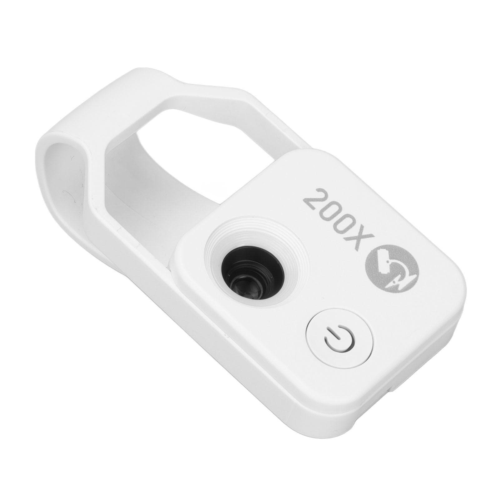 200X Zoom Phone Mini Pocket Microscope with CPL Lens LED Light Mobile Phone External Lens Portable white