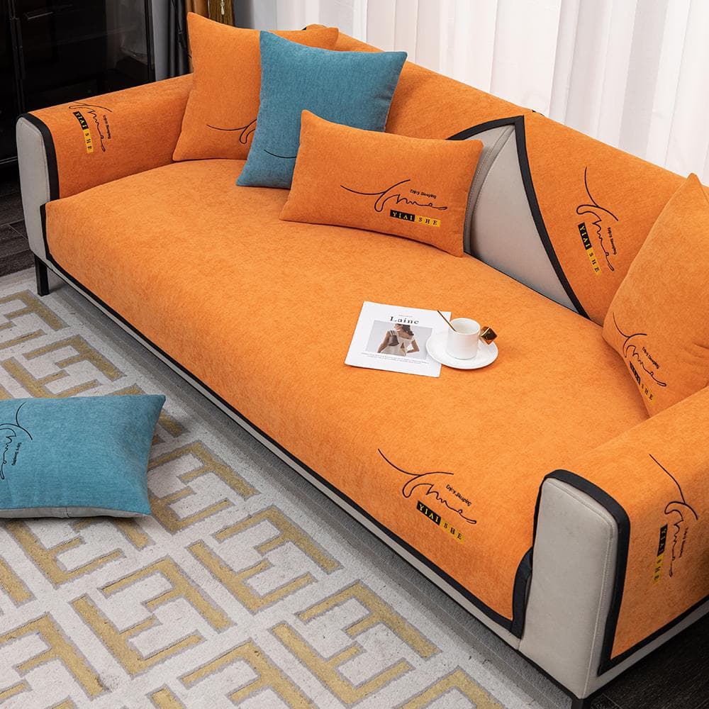 Chenille sofa cushions four seasons universal non-slip Nordic light luxury sofa cushion cover cover backrest towel cover cloth A 70x70cm 1pc