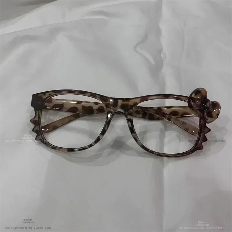Leopard Eyeglass Frame Y2K Girls Retro Bow Tie Comfortable Eye Glasses Cute Cosplay Party Fashion Gifts