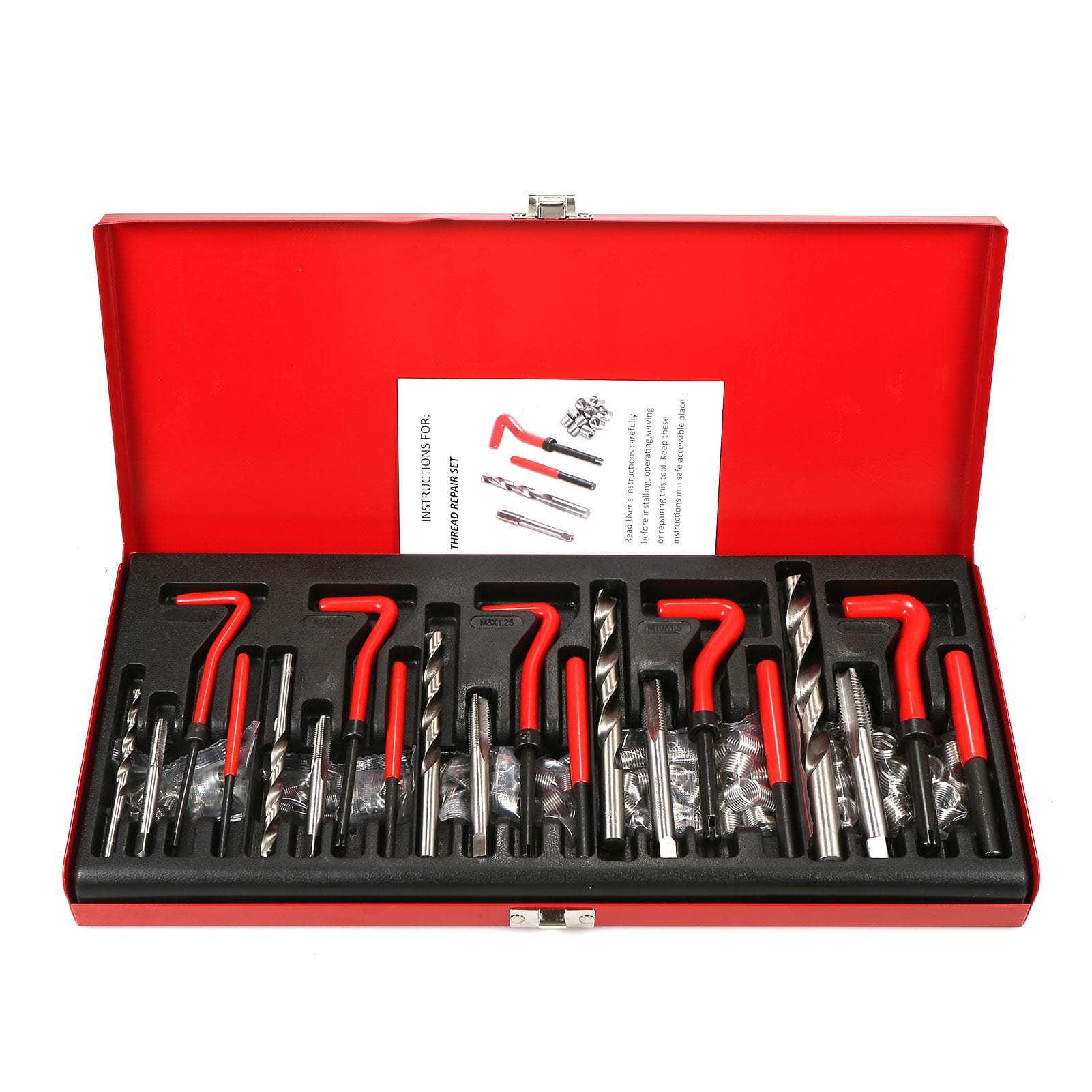 131Pcs Thread Repair Kit M5 M6 Metric8 Metric10 M12 Threaded Tool Twist Drill Bits 1 kit
