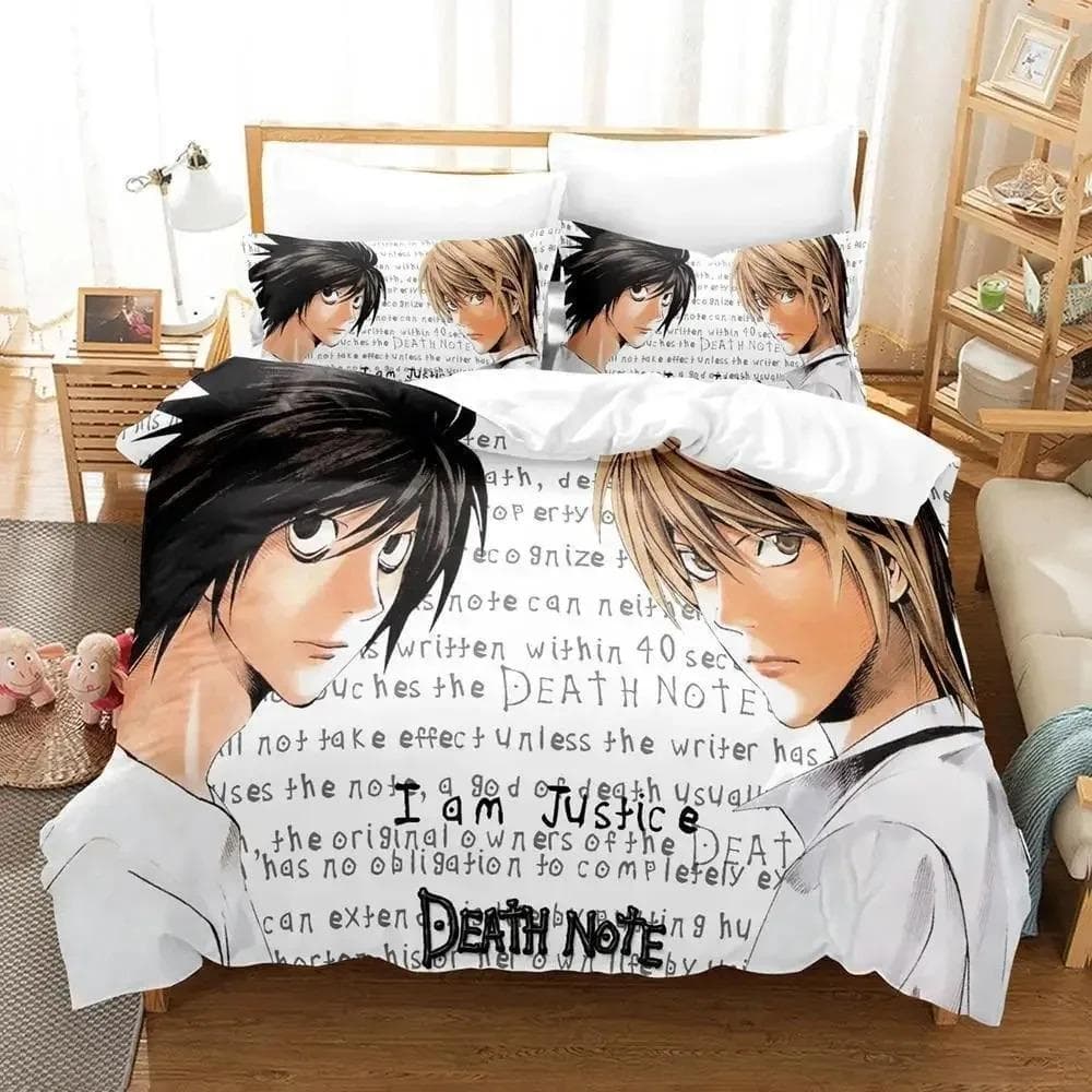 New Death Note Bedding Set Single Twin Full Queen King Size Bed Set Adult Kid Bedroom Duvet cover Sets 3D Anime Bed Sheet Set 70x133cm 2pcs