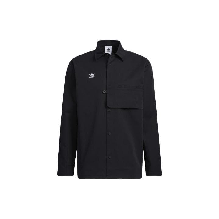 Adidas Originals Trefoil CNY Solid Color Button-Down Long Sleeve Shirt Men Tops Black HC0561 L