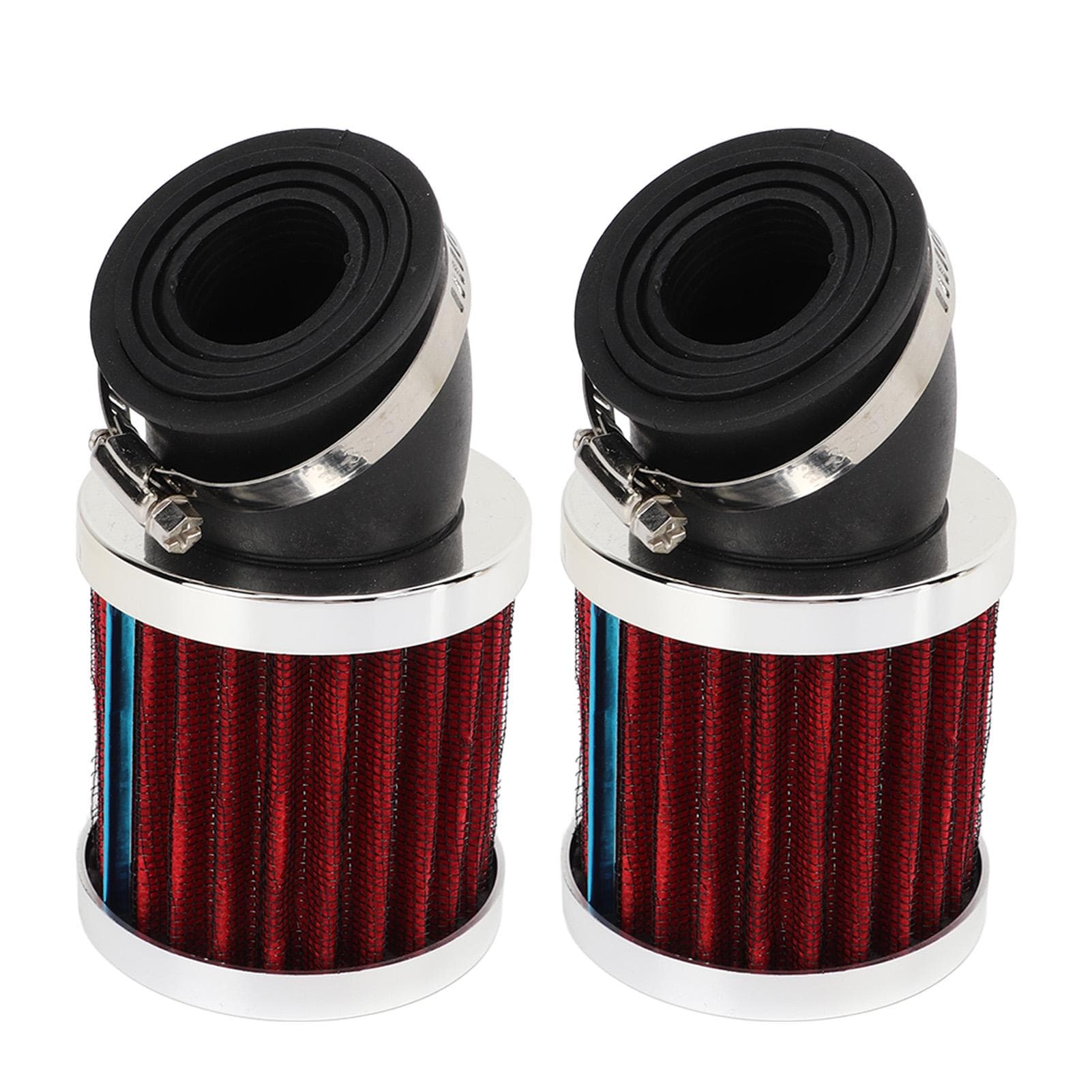 2PCS Motorcycle Air Filters Strong Power Powerful Filtration Universal Fit for 22 to 48mm 50cc 70cc red/silver