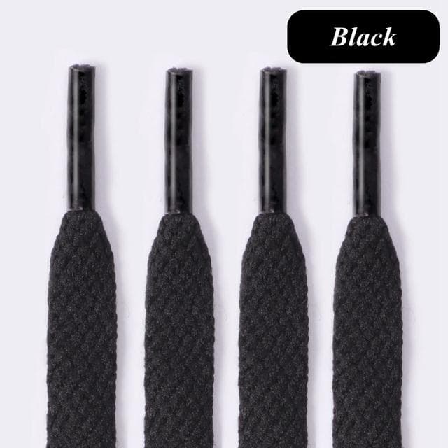 1Pair Flat Shoelaces 60-180cm for Sneakers 8mm Fabric Shoe Laces Color Shoe Lace Boot Laces for Shoes Classic Soft Shoestrings 120cm black