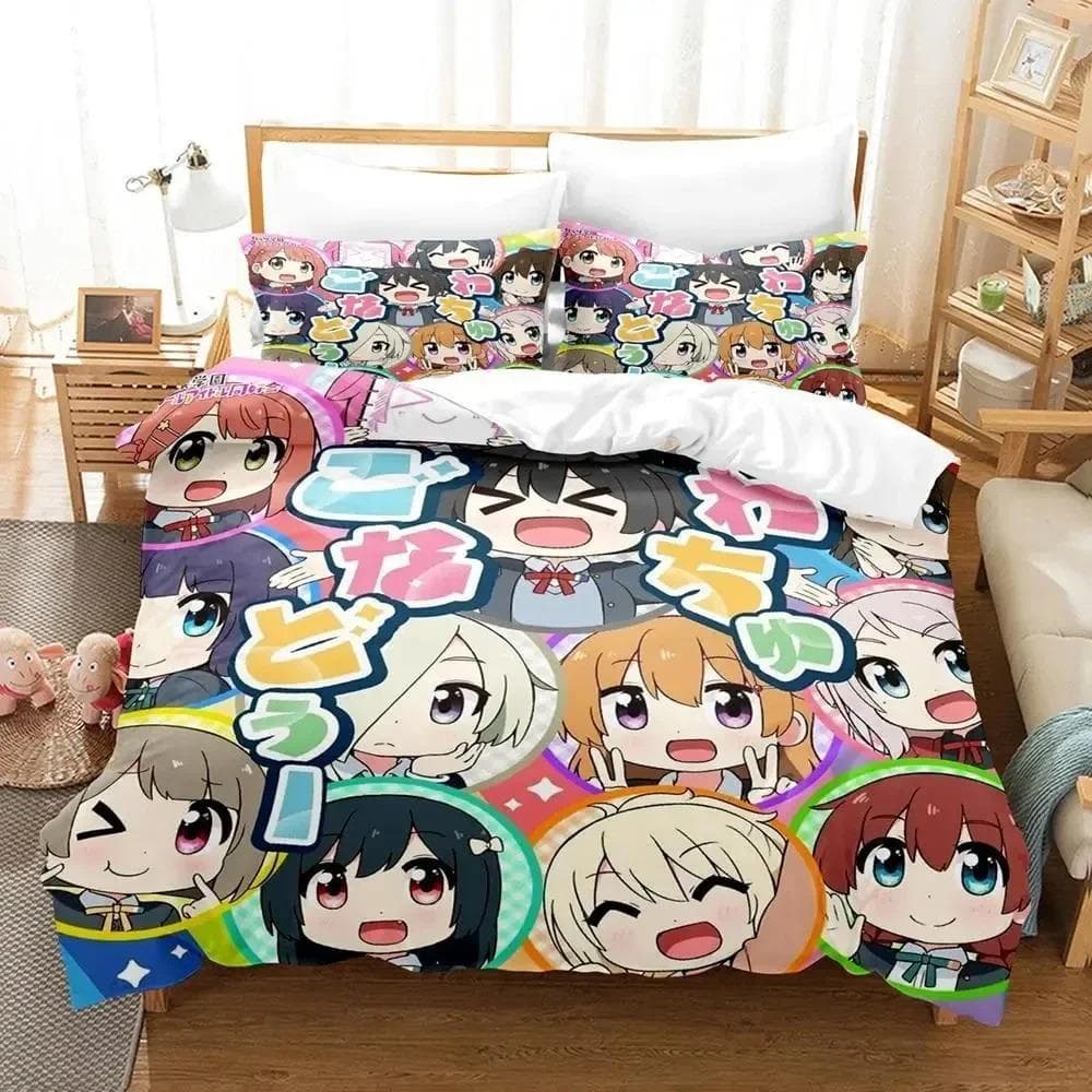 Anime Nijiyon Animation Bedding Set Boys Girls Twin Queen Size Duvet Cover Pillowcase Bed Kids Adult Fashion Home Textileextile 70x133cm 2pcs