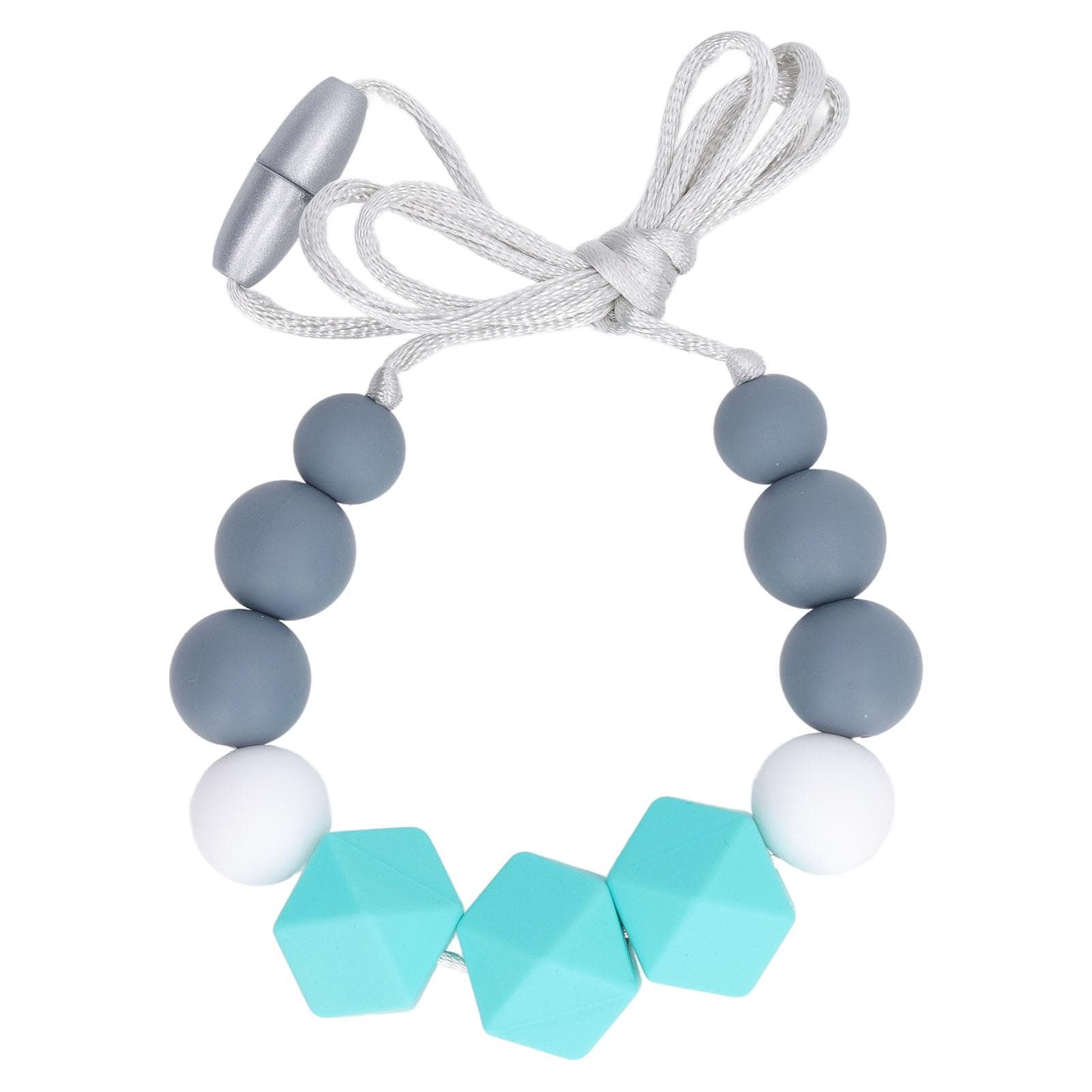 Baby Nursing Necklace Food Grade Medium Hardness Round Hexagonal Beads Easy Cleaning Portable green