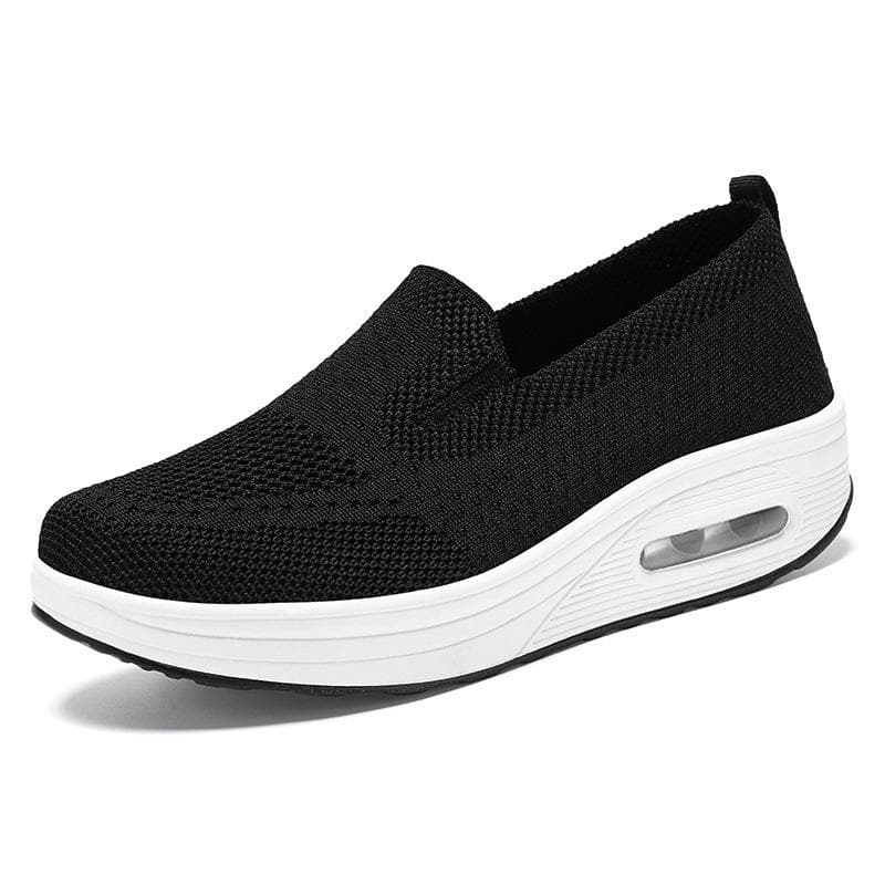 Spring Autumn Women's Swing Shoes Mesh Woman Loafers Flat Platforms Female Shoe Wedges Ladies Shoes Height Increasing Sneakers 36 black