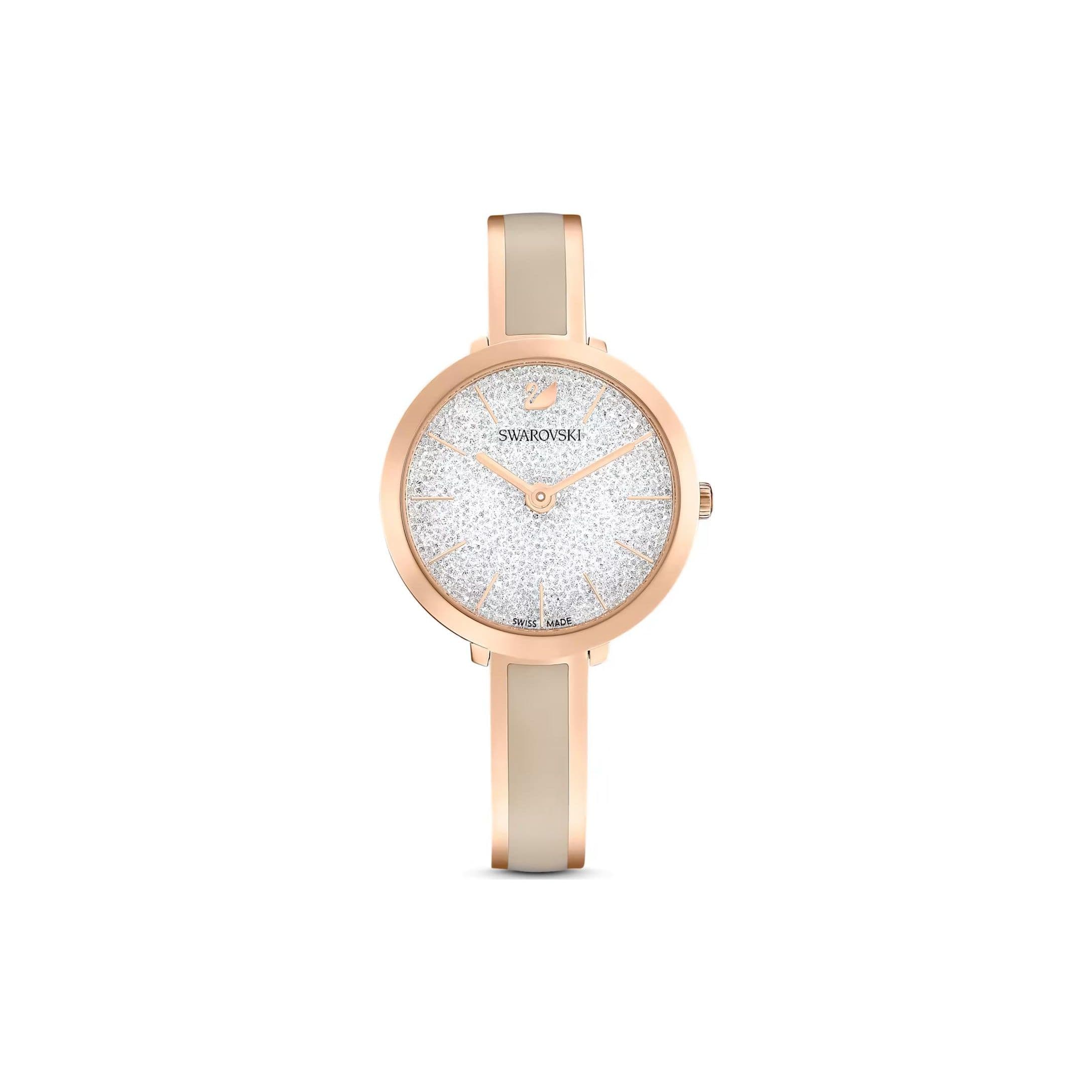 Swarovski Crystalline Uptown Watch Quartz Movement Stainless Steel Strap Silver Dial 50 Meters Water Resistant Women watches 5642218 Rose Gold Strap