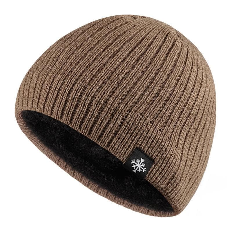 Autumn Winter Thick Fleece Blended Knitted Hat For Men Women Outdoor Keep Warm Beanies khaki