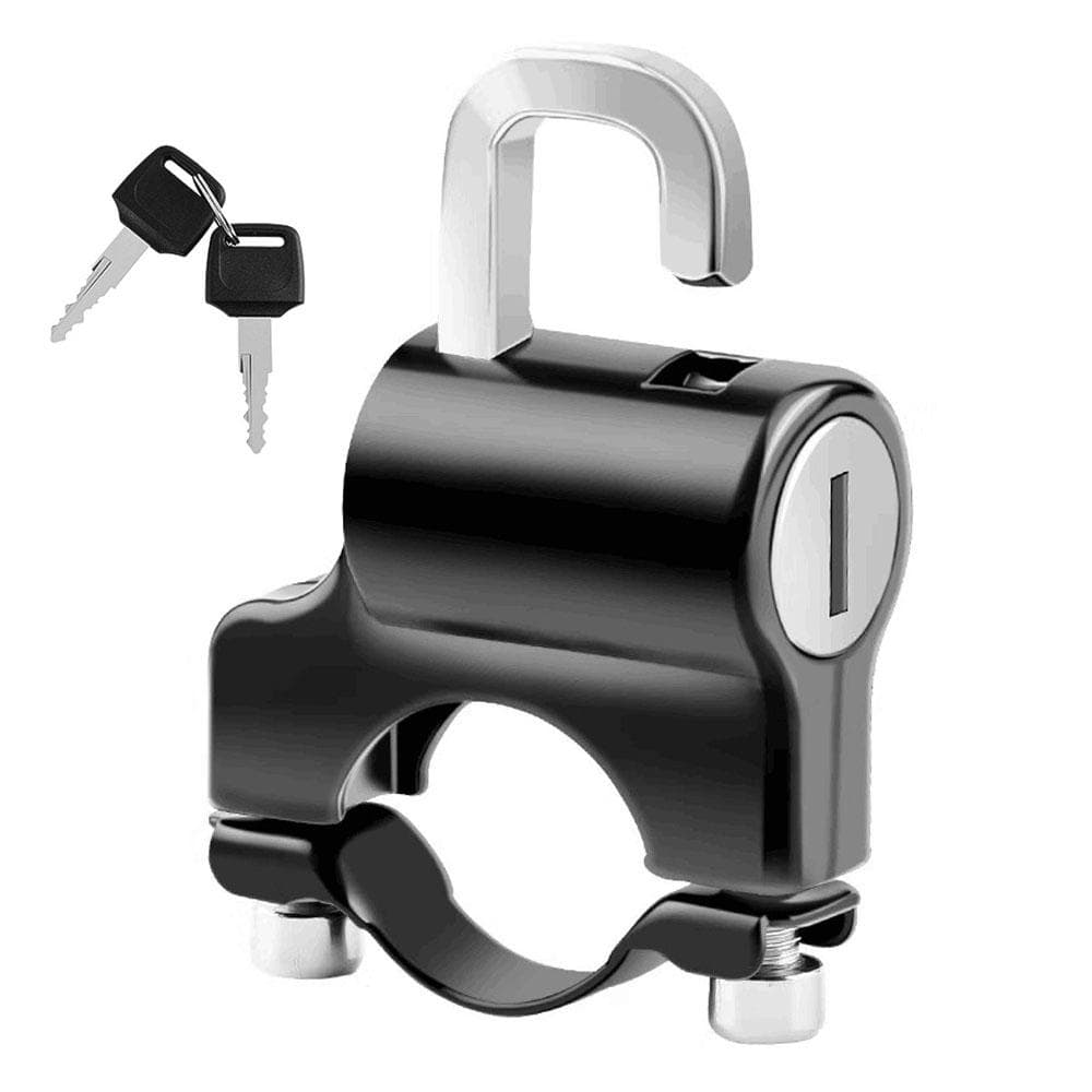 Mini Portable Helmet Lock Anti-Theft Safety Lock All-Metal with 2 Keys for 22-24mm Handlebar Bike Lock Only black