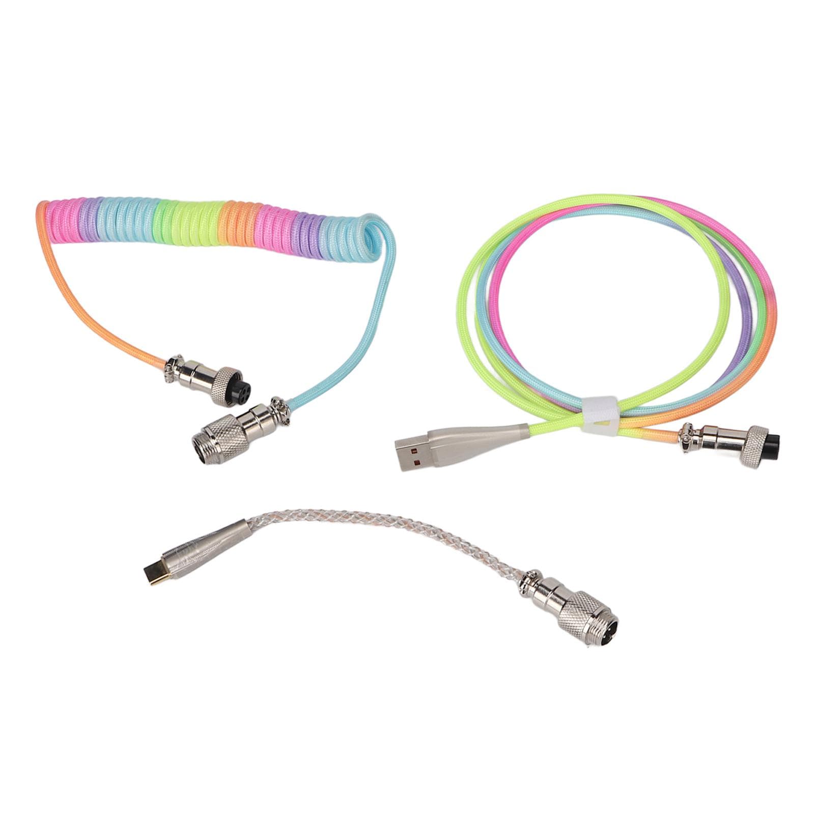 Gaming Keyboard Cable Gradient Color RGB Luminous Custom Mechanical Keyboard Retractable USB C