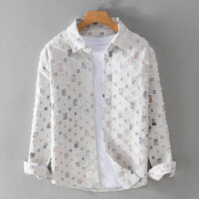 Shirt Men's Cotton Japanese Retro Tide Work Shirt Long-sleeved Spring and Fall Loose Casual Jacket XXL white