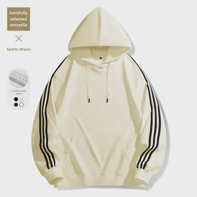Unisex Striped Round-Neck Sweatshirt - Trendy Spring/Autumn Long-Sleeve Top M