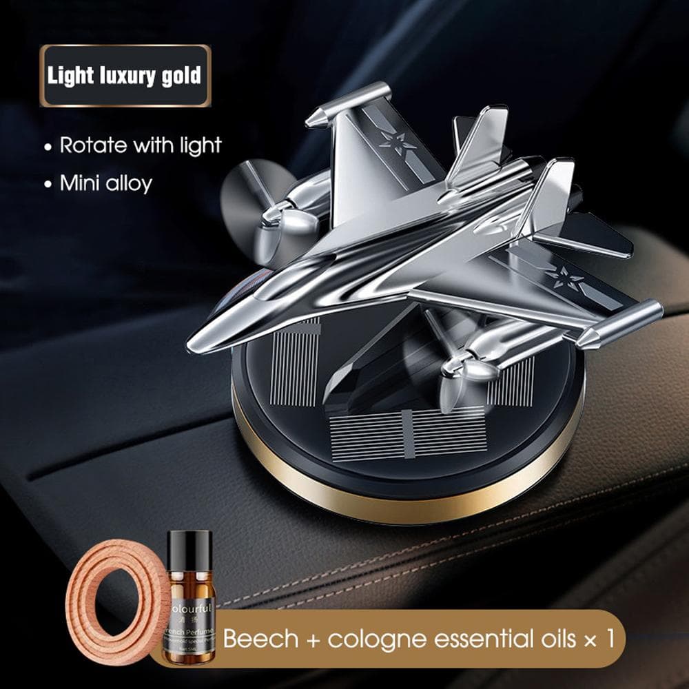 Car Air Freshener Fighter Aeroplane Perfume Solar Power Plane Diffuser Aluminium Airplane Fragrance Aircraft Dashboard Parfum 1pc gold