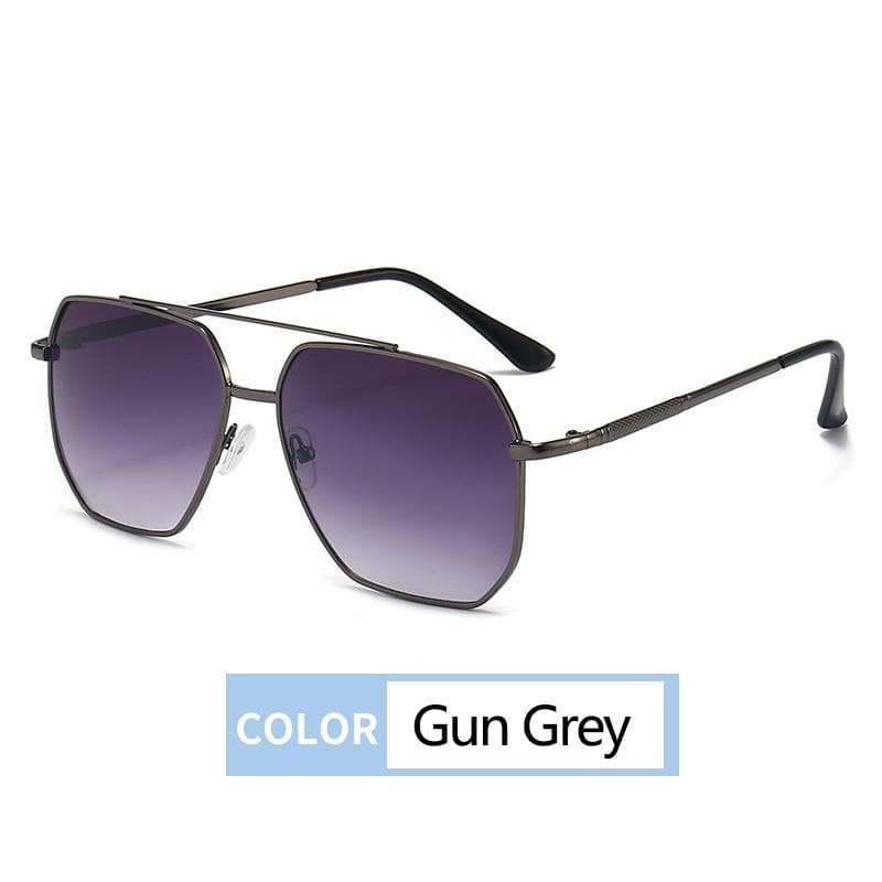 New Fashion Double Beam Sunglasses Retro Men Toad Mirror UV400 Driving Fishing Business Sun Glasses Gold