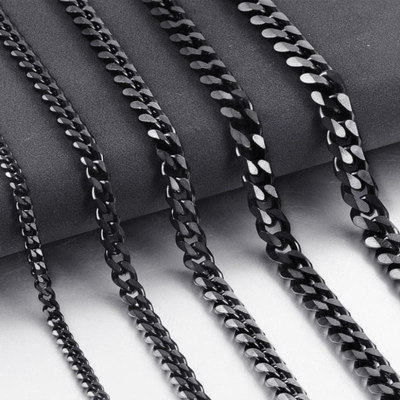 Stainless Steel Necklace with Polished Edge, Titanium Chain, Vacuum-Plated 18k Gold Finish 75cm Length