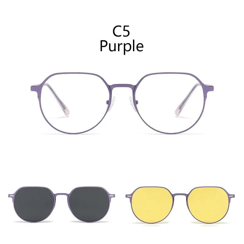 1/3 in 1 Magnetic Clip On Sunglasses Men Metal Frame Optical Prescription Eyeglass Magnet Clips SHOW AS PICTURE