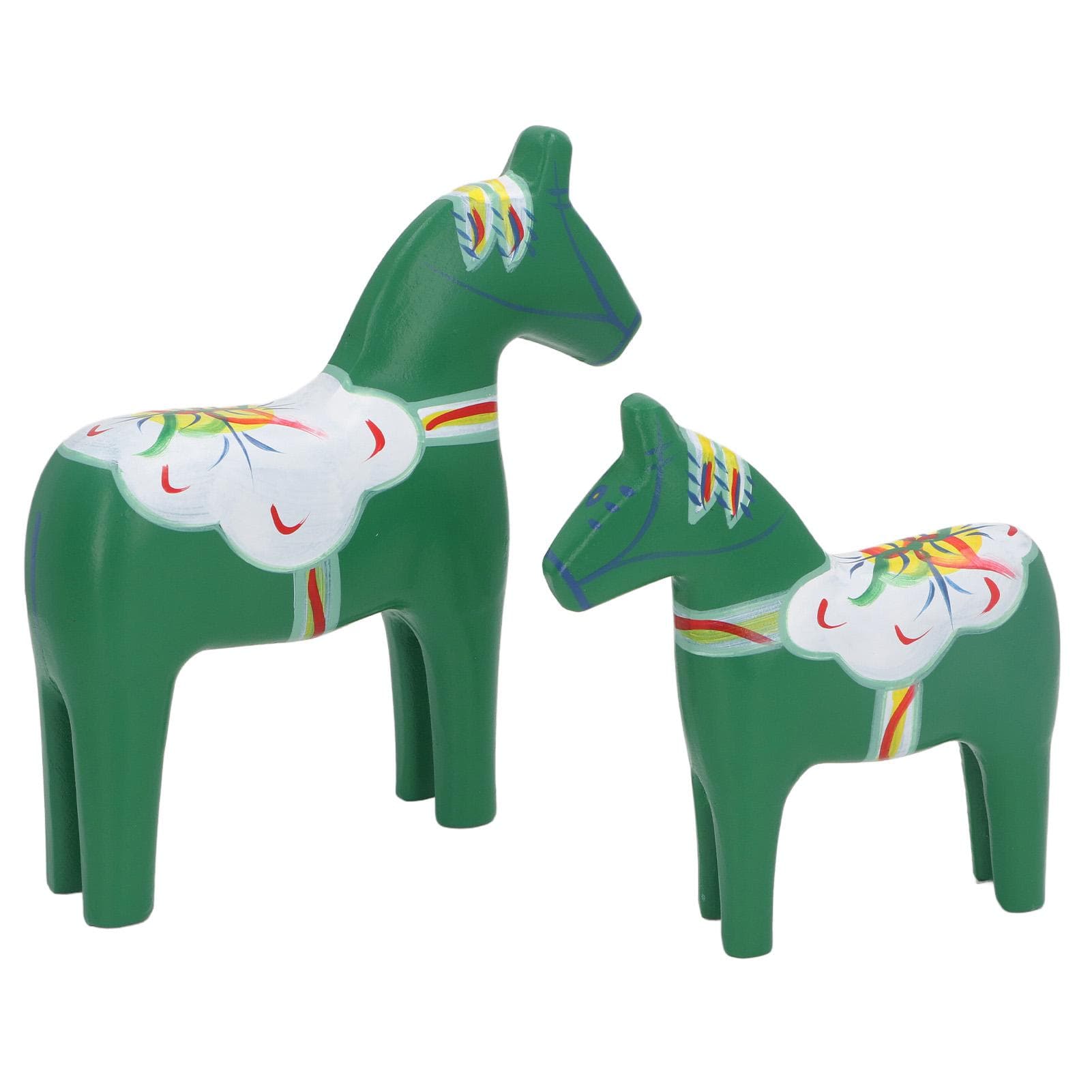 1 Pair Swedish Dala Horse Decor Wooden Traditional Painted Dalecarlian Horse Statue Figurine Home