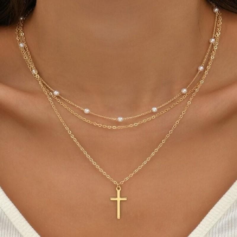 IF ME Fashionable Artificial Pearl Chain Pendant, Multi-layer Necklace, Versatile for Women, Light Luxury Temperament, High-end Sense Accessory